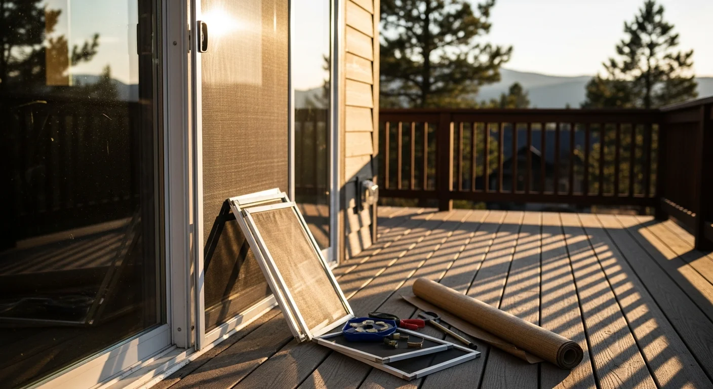 New screen installed on a sliding glass door