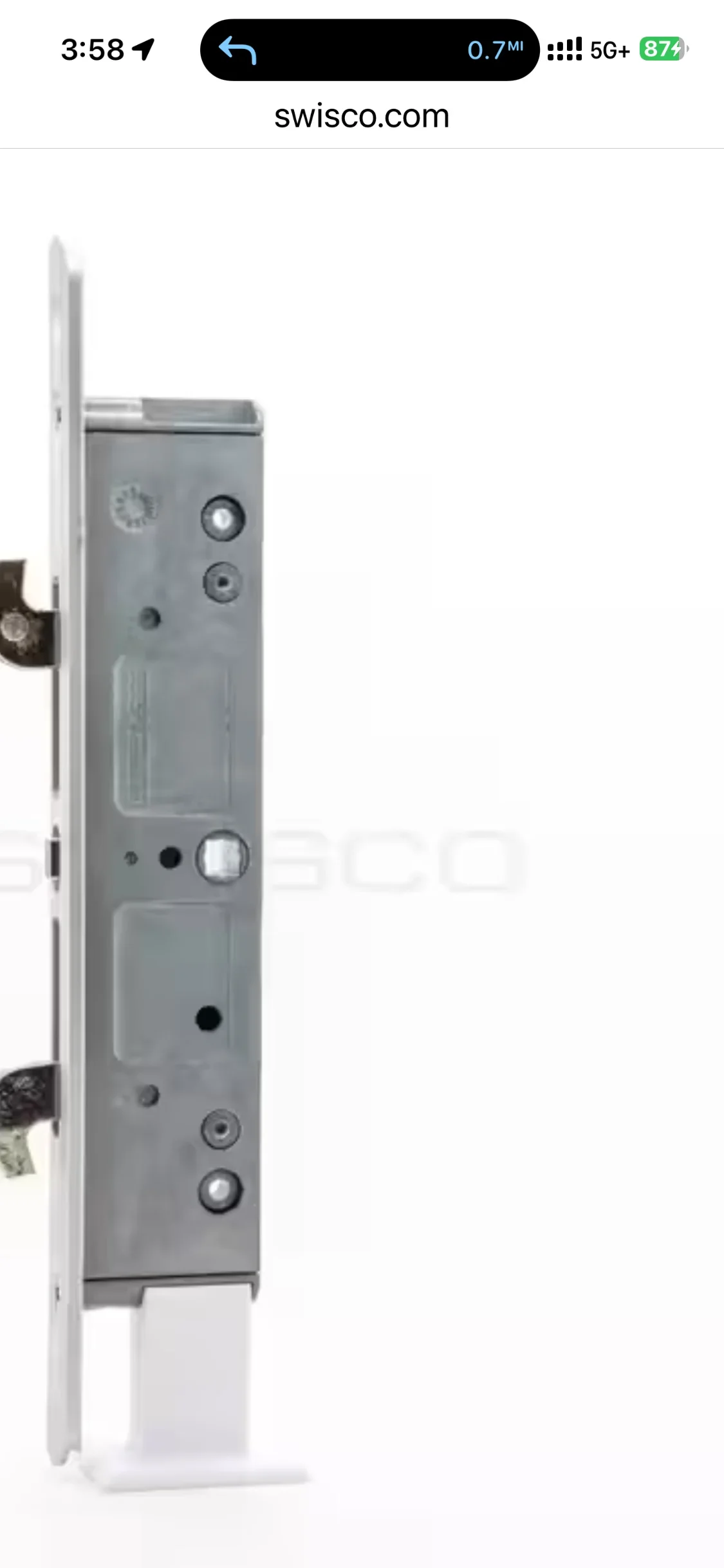 Mortise lock mechanism with dual bolts and internal hardware installed in door frame
