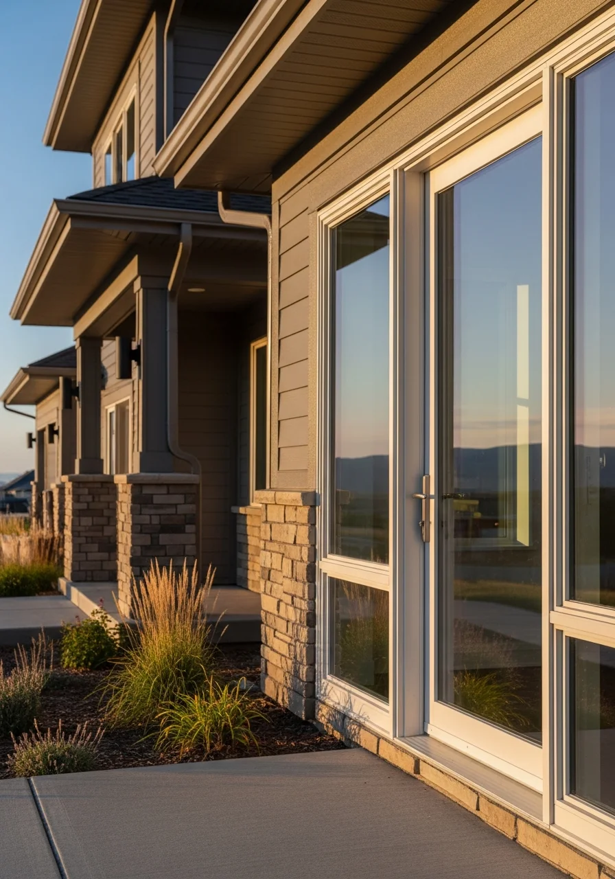 Modern sliding glass doors and windows in contemporary Erie home